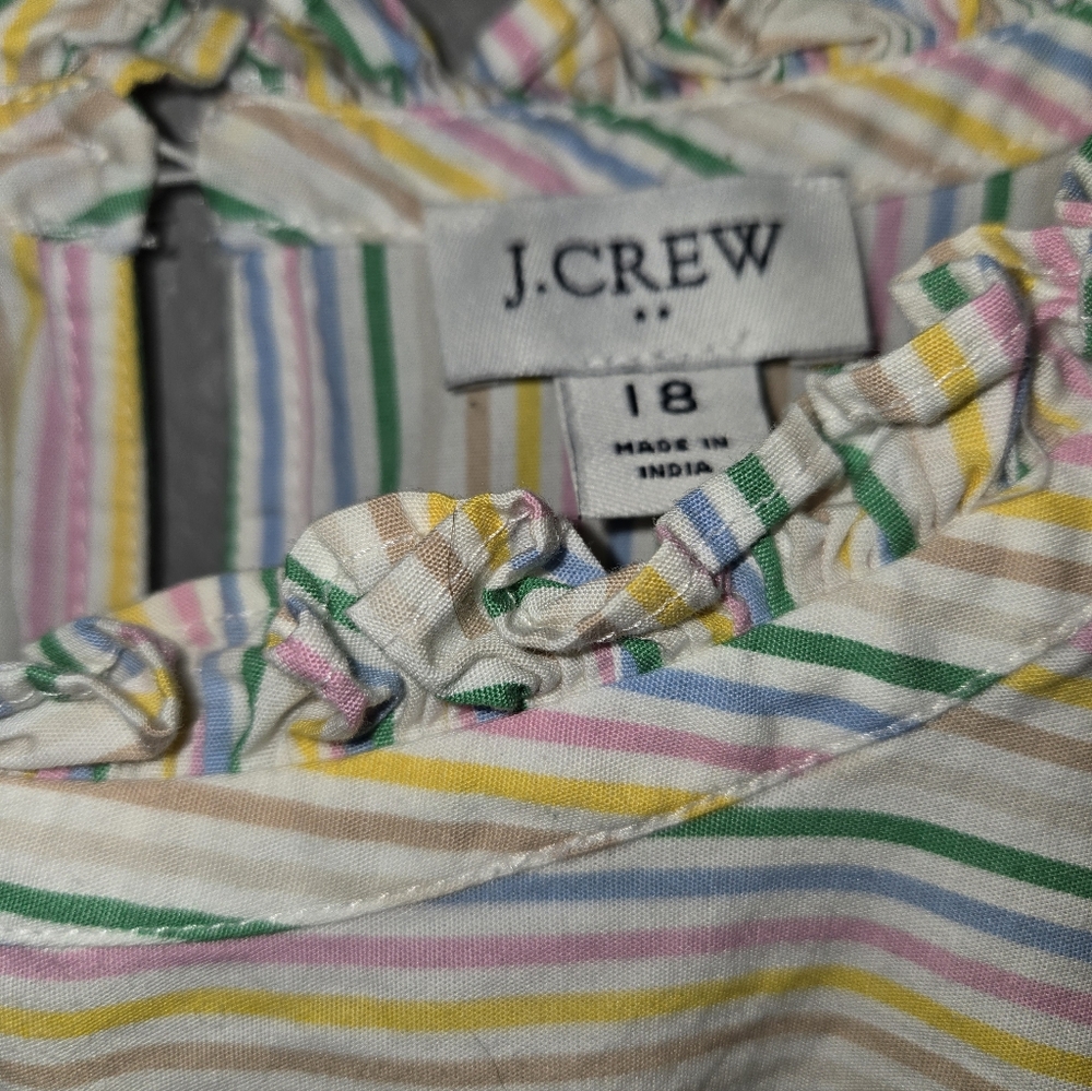 J Crew Factory Multi Color Pinstripe Ruffle Blouse Size 18 - Picture 5 of 15